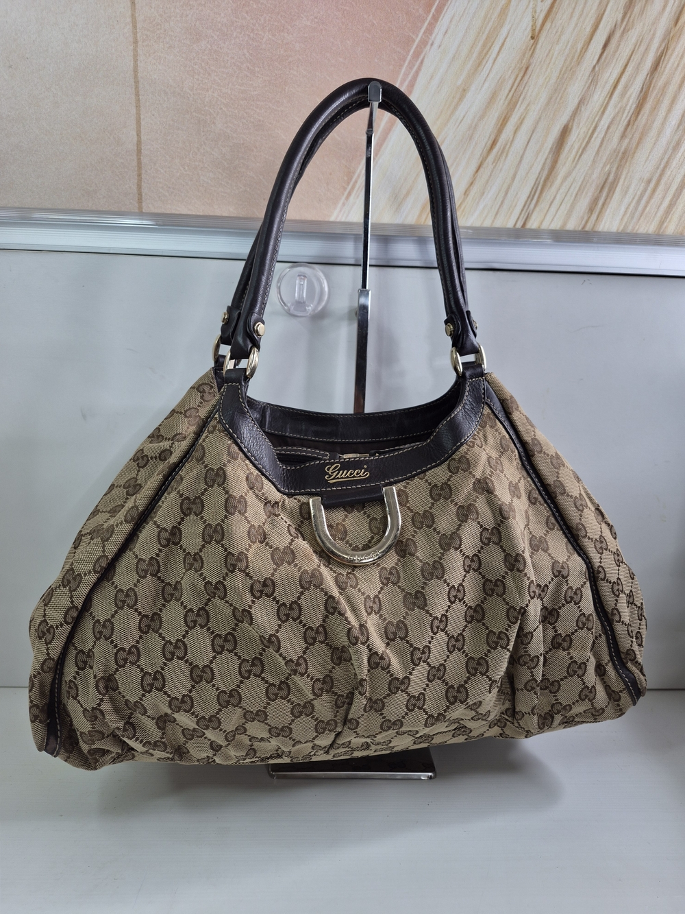 Gucci Beige Brown GG Canvas Shoulder Bag